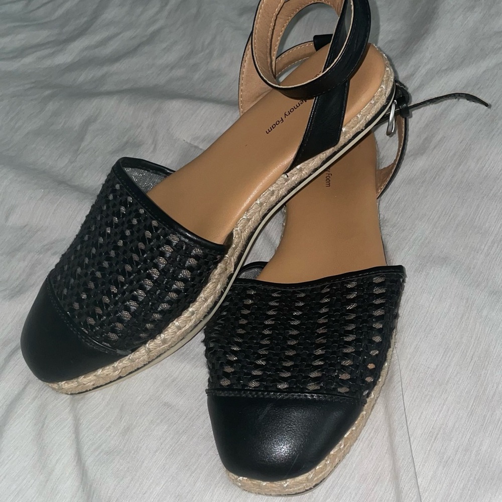 Black Woven Espadrille Sandals size 8.5